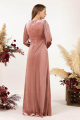 Sheath-Column Floor Length Velvet Bridesmaid Dress Formal Dresses CB0535