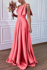 A-Line Pink Bridesmaid Dress with Bowknot and Pockets CB0807