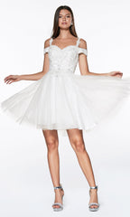 Cold-Shoulder Short Glitter Homecoming Dress CD0132