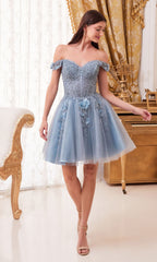 Off-Shoulder Short Floral Homecoming Dress CD0194