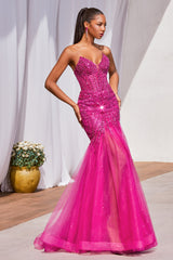 Cinderella Divine CD0214 Long Sequin Strapless Mermaid Dress