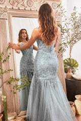Cinderella Divine CD0214 Long Sequin Strapless Mermaid Dress