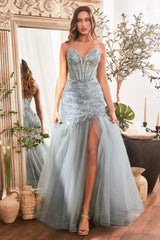 Cinderella Divine CD0214 Long Sequin Strapless Mermaid Dress
