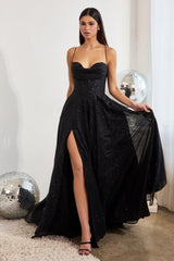 Cinderella Divine CD252C Spaghetti Strap Prom Dress