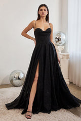 Cinderella Divine CD252C Spaghetti Strap Prom Dress