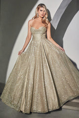 Cinderella Divine CD252C Spaghetti Strap Prom Dress