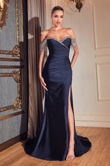 Cinderella Divine CD867 Long Formal Fringe Prom Dress