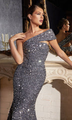 One-Shoulder Long Beaded Prom Dress CD980