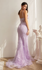 Sheer-Bodice Long Embellished Prom Dress CD992