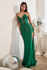 Cinderella Divine CDS419 Corset Fitted Long Evening Gown