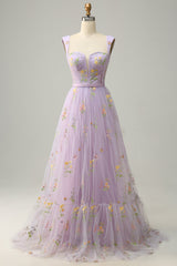 Elegant A-Line Square Neck Green Long Prom Dress with Embroidery