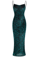 Dark Green Velvet Backless Prom Dress