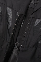 Black Corset Shawl Lapel Women Blazer