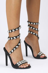 Black Rhinestone Sexy Stiletto High Heels