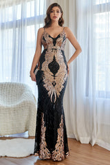 Rose Pink Mermaid Sequins Prom Dress
