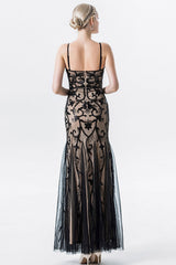 Black Pink Sequins Beaded Mermaid Mother of the Bride Dress