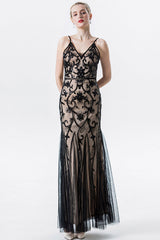 Black Pink Sequins Beaded Mermaid Mother of the Bride Dress