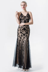 Black Pink Sequins Beaded Mermaid Mother of the Bride Dress