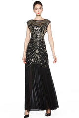 Black Sequin Long Mother of The Bride Dress