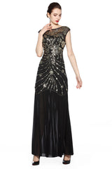 Black Sequin Long Mother of The Bride Dress