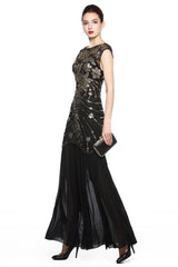 Black Sequin Long Mother of The Bride Dress