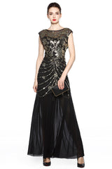 Black Sequin Long Mother of The Bride Dress