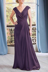 A-Line Floor Length Chiffon Mother Dress CM0076