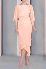 Sheath Column Scoop Short Sleeves Tea Length Mother Dresses CM0359