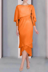Sheath Column Scoop Short Sleeves Tea Length Mother Dresses CM0359