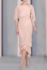 Sheath Column Scoop Short Sleeves Tea Length Mother Dresses CM0359
