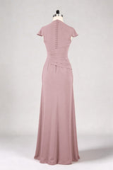 Sheath Column V Neck Short Sleeves Floor Length Mother Dresses CM0377
