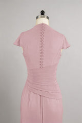 Sheath Column V Neck Short Sleeves Floor Length Mother Dresses CM0377