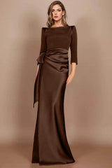 Sheath Scoop 3/4 Length Sleeves Floor Length Mother Dresses CM0380