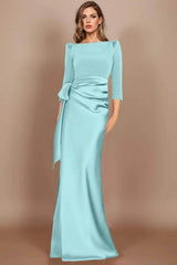 Sheath Scoop 3/4 Length Sleeves Floor Length Mother Dresses CM0380
