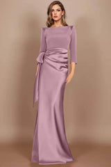 Sheath Scoop 3/4 Length Sleeves Floor Length Mother Dresses CM0380