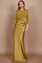 Sheath Scoop 3/4 Length Sleeves Floor Length Mother Dresses CM0380