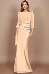Sheath Scoop 3/4 Length Sleeves Floor Length Mother Dresses CM0380