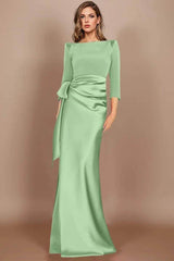 Sheath Scoop 3/4 Length Sleeves Floor Length Mother Dresses CM0380
