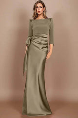 Sheath Scoop 3/4 Length Sleeves Floor Length Mother Dresses CM0380