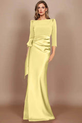 Sheath Scoop 3/4 Length Sleeves Floor Length Mother Dresses CM0380