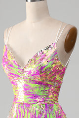 Hot Pink Sparkly Mermaid Prom Dress with Slit