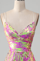 Hot Pink Sparkly Mermaid Prom Dress with Slit