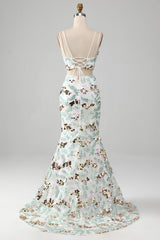 White Two-Piece Sparkly Mermaid Prom Dress with Slit