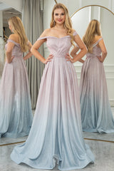 Wholesale Glitter Blush A-Line Off the Shoulder Long Corset Prom Dress prom dresses shops