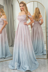 Wholesale Glitter Blush A-Line Off the Shoulder Long Corset Prom Dress prom dresses shops