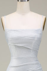 Grey Mermiad Sparkly Prom Dress with Pleated