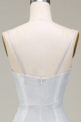 Grey Mermiad Sparkly Prom Dress with Pleated