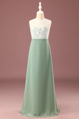 Matcha A-line Floor Length Round Neck Sleeveless Junior Bridesmaid Dress