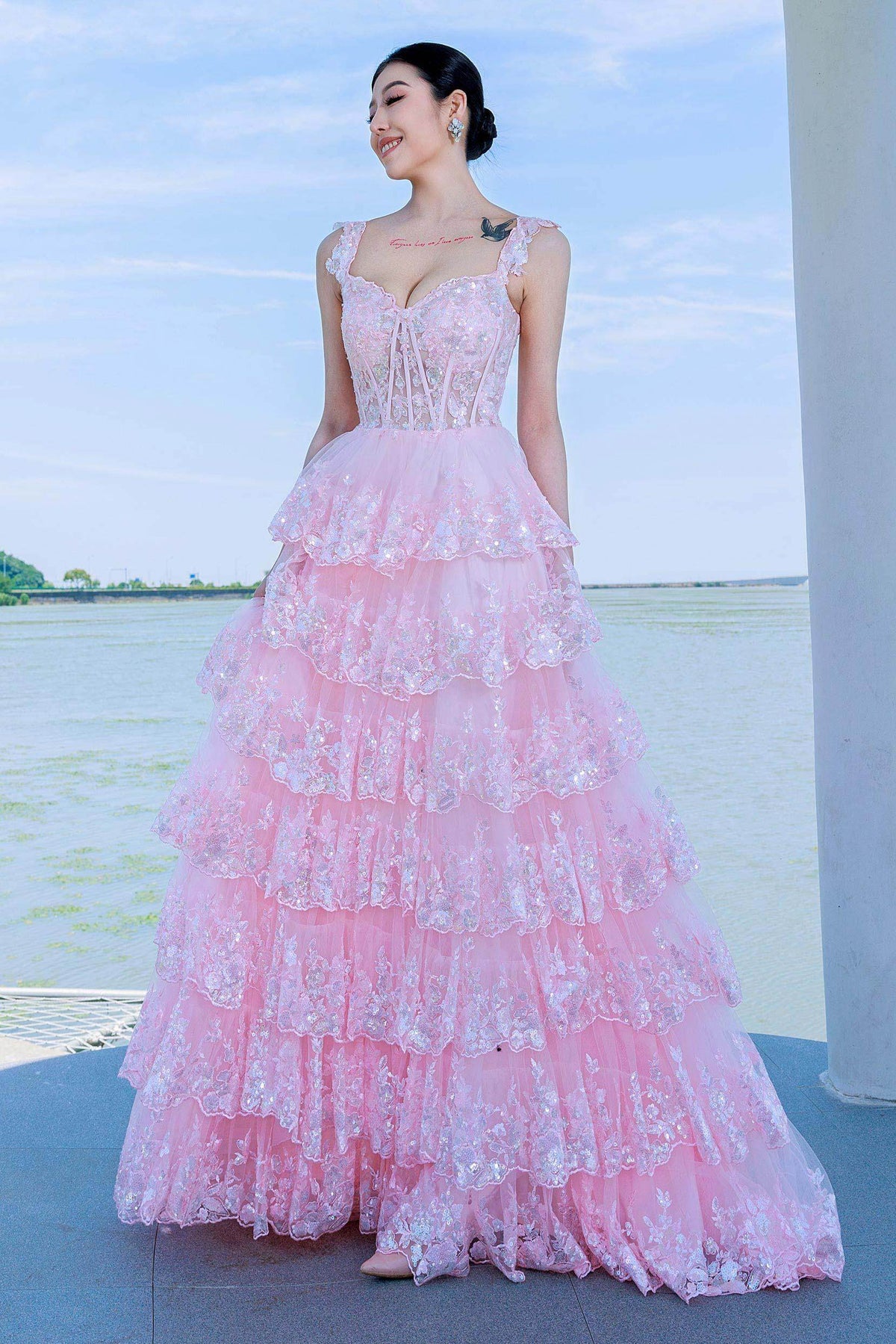 Ball Gown Sweep-Brush Train Tulle Prom Dress CS0481