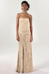 Sheath-Column Sweep-Brush Train Velvet Sequin Bridesmaid Dress CS0634BM